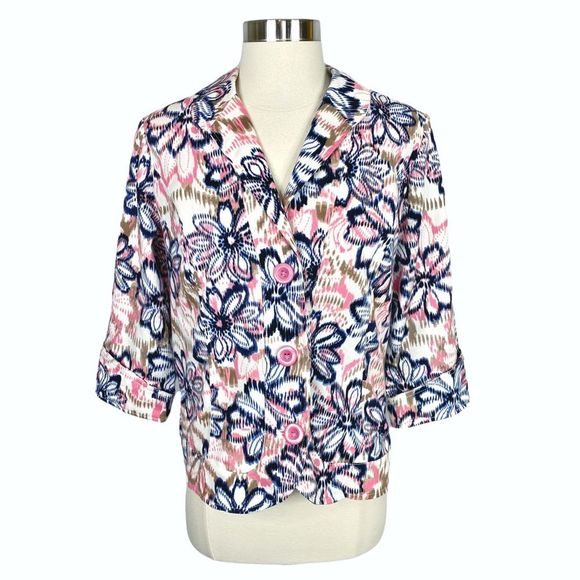 Requirements Bright Floral Button Down Blazer - Size Small - Picture 2 of 5